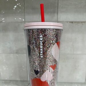 NEW Starbucks Glitter Valentine's Day Hearts 24oz Tumbler Cold Cup 2021 Pink